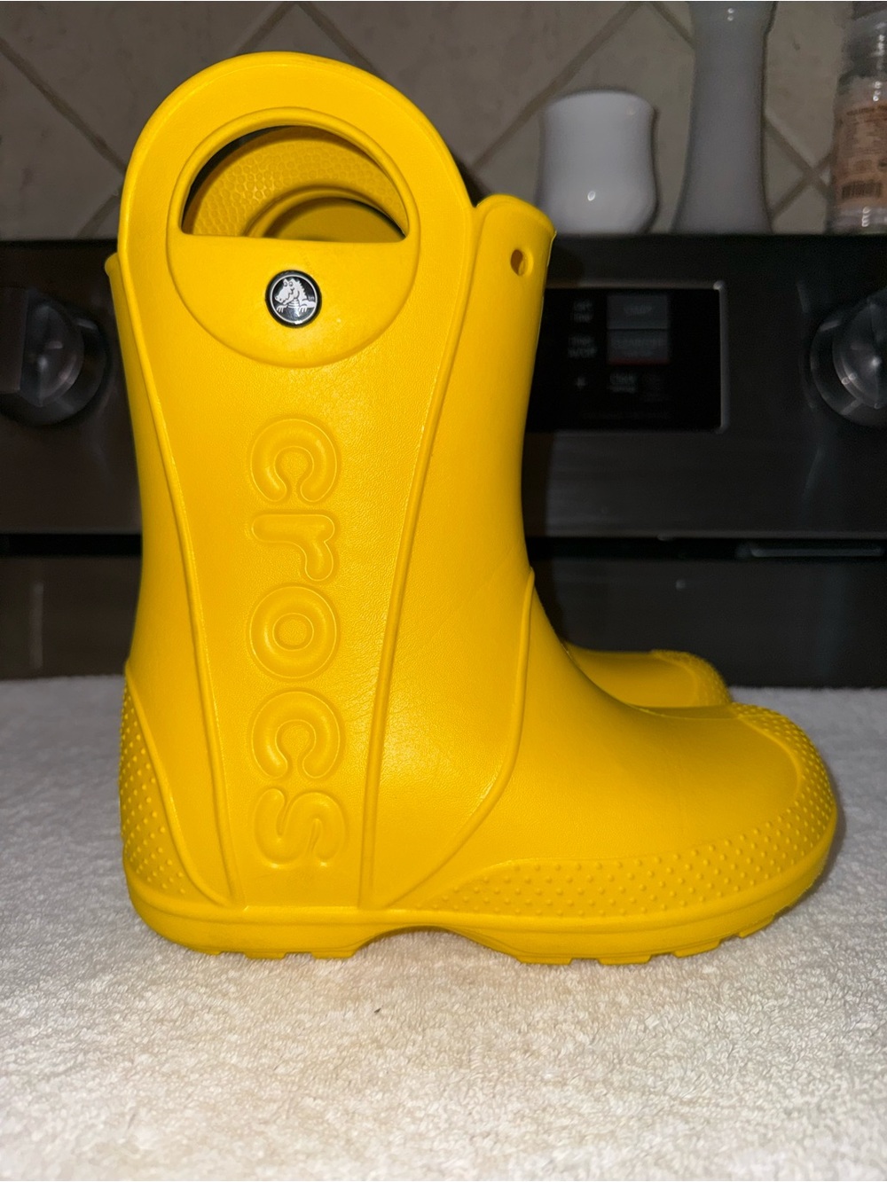 CROCS Kids' Yellow Classic Rain Boot with Handle